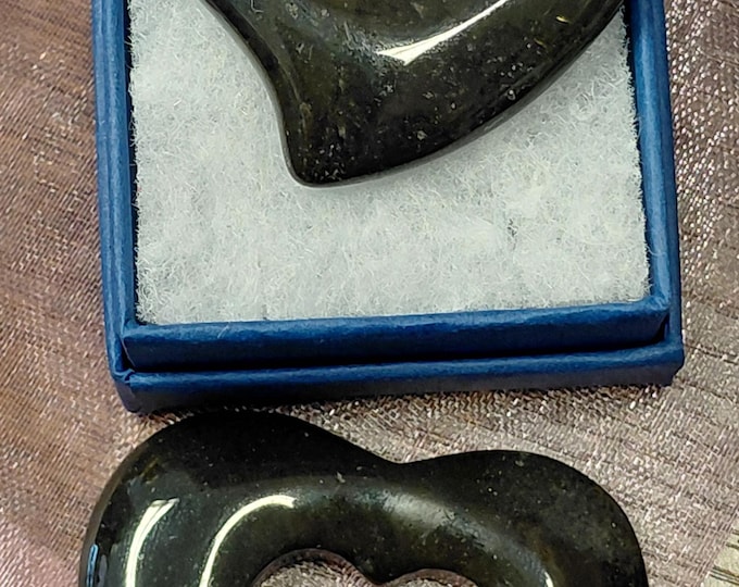 Heart in heart Black Onyx approx. 5 cm -Pendant-Black Cord
