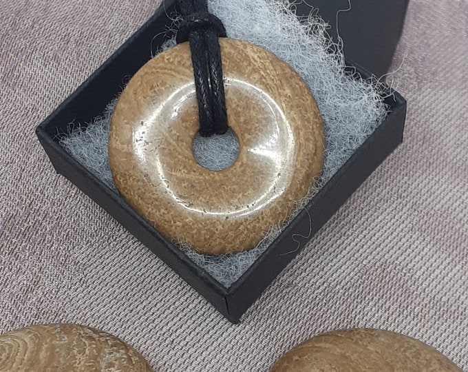 Aragonite 40mm Donut Black Cord -Gift for Yourself- Friend-Loved One-Gift Box