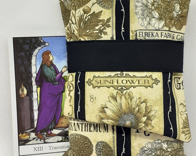 Deluxe Pocket Style Tarot Cards cards pouch Bag, lined pouch, handmade- New Design-Sunflower
