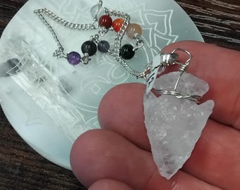 Pendulum- Handmade- Rose Quartz Arrowhead- Chakra Chain- Gift Box- Friends- Family-Loved One