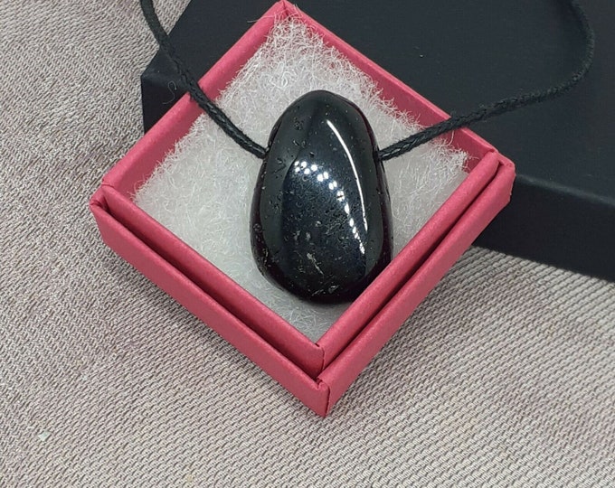 Black Tourmaline - Pendant- Black Cord -blocks psychic attack -Transformation- Gift-Yourself- Friends-Family-Loved One-Gift Box
