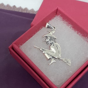 Witch on Broomstick Pendant Sterling Silver 925 - "Goddess Collection"- 25 mm- Lovely Gift- Yourself- Friends- Family-Loved One