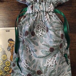 Deluxe Tarot Karten Tasche, gefütterte Tasche, handgefertigt - Charm-Tibetanische Silberperlen - Neues Design