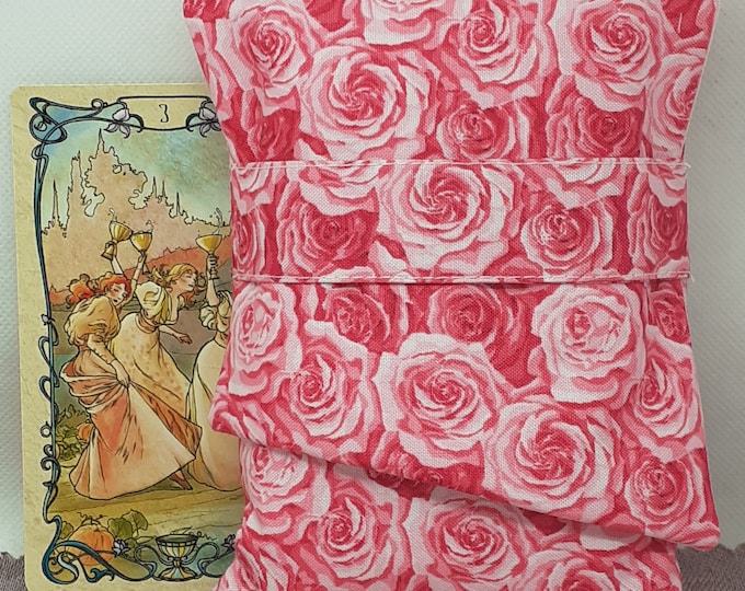 Deluxe Pocket Style Tarot Cards cards pouch Bag, lined pouch, handmade- New Design- Roses