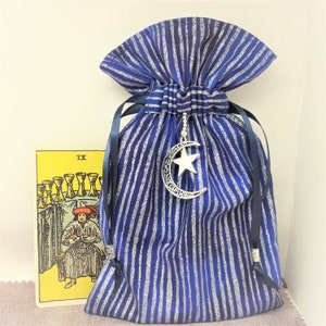Deluxe Tarot Karten Tasche, gefütterte Tasche, handgefertigt -MOND Charme-tibetische Silberperlen- Neues Design