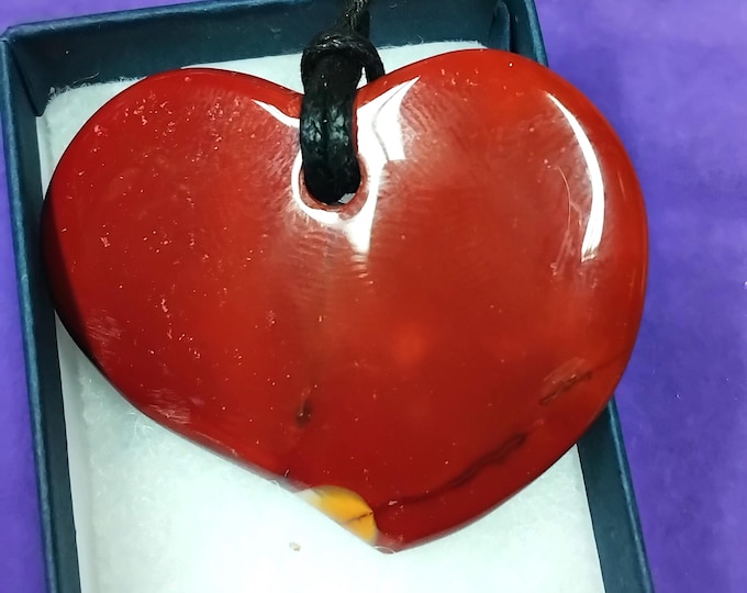 Mookaite-Swing Heart-Pendant- Black Cord- Gift Box- Gift-Yourself- Friends-Family-Loved One-Gift Box