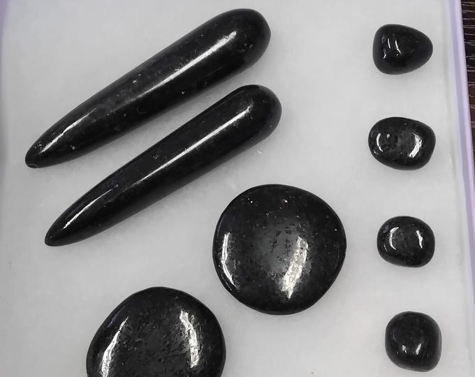 Coppernite-Indian Nuummite-x 2 Wands-x 2 Palmstones- x 4 Tumbled Stones- Gift Set--Gift-Yourself-Friends-Family-Loved One