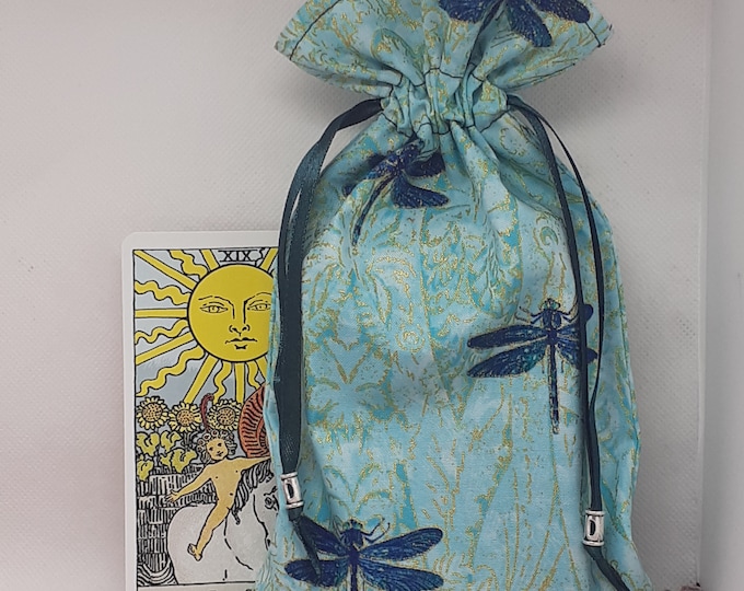 Super Slim-Deluxe Tarot cards pouch Bag, lined pouch, handmade - Tibetan Silver Beads- New Design