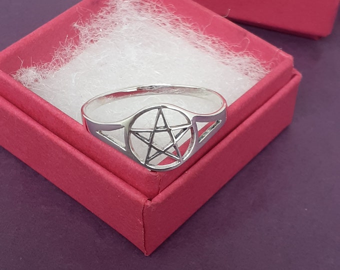 Pentacle-Thumb Ring- Sterling Silver 925 -  New "Goddess Collection"-LARGE SIZES  Gift Box