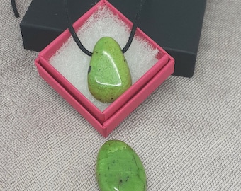 Chrysoprase Pendant- Black Cord- Gift Box- Gift-Yourself- Friends-Family-Loved One-Gift Box