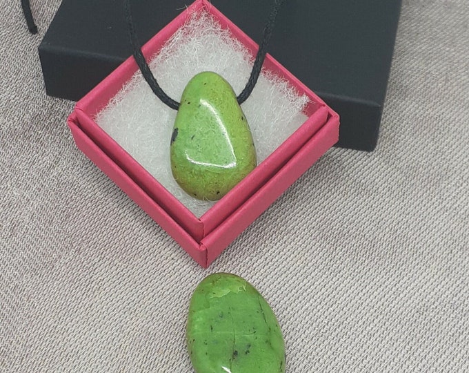 Chrysoprase Pendant- Black Cord- Gift Box- Gift-Yourself- Friends-Family-Loved One-Gift Box