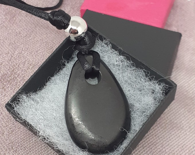 SHUNGITE- Pendant- Black Cord- Gift Box- Gift-Yourself- Friends-Family-Loved One-Gift Box