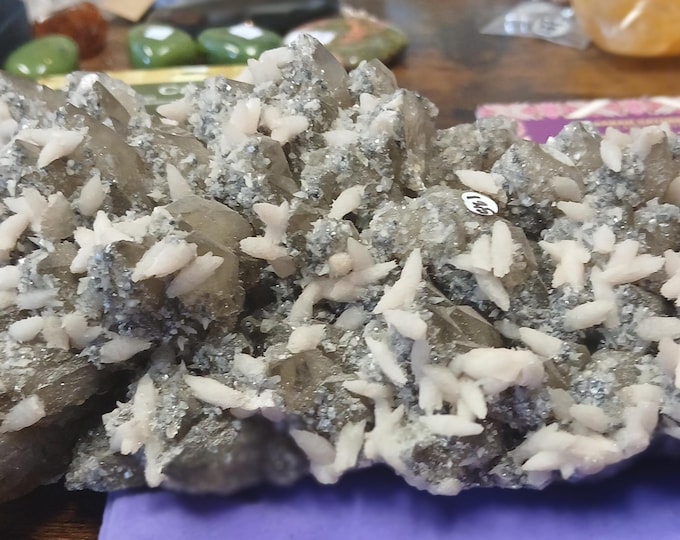 Morion Quartz-Creamy Calcite-Cluster-Gift-Yourself-Friends-Family-Loved One