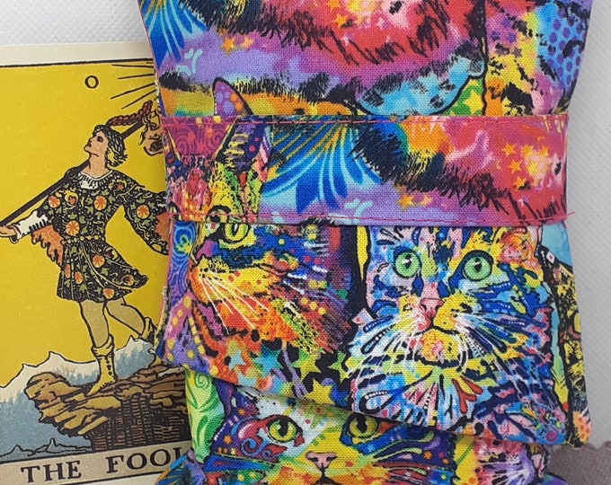 Deluxe Pocket Style Tarot Cards  CATS cards pouch Bag, lined pouch, handmade- New Design