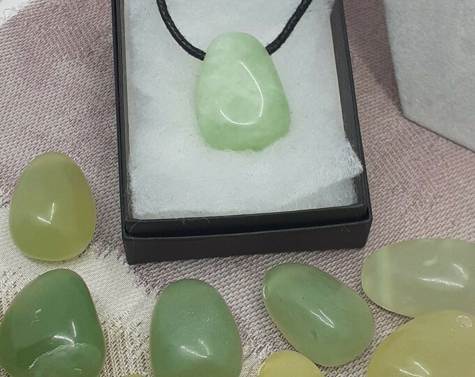 Tumbled New Jade - Pendant- Black Cord - Gift-Yourself- Friends-Family-Loved One-Gift Box