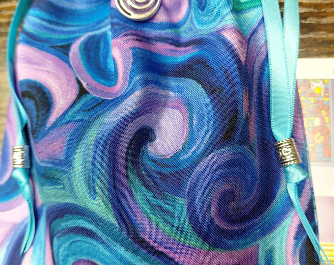 Deluxe Tarot cards pouch Bag, lined pouch, handmade -Charm-Tibetan Silver Beads- New Design