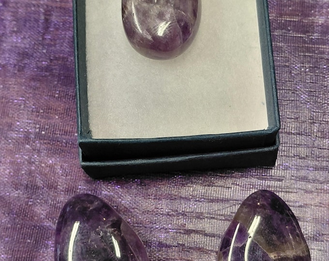 Chevron Amethyst Drop Pendant - Black Cord Necklace - Gift Box