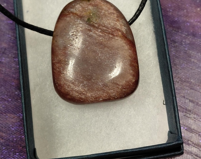 Aventurine-Red-Pendant- Black Cord- Gift Box- Gift-Yourself- Friends-Family-Loved One