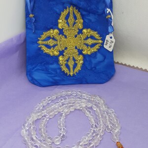 Mala- Bergkristall -Gebetsperlen Beutel Tasche,Dorje-Be-gefütterter Beutel, StickereiBuddha- handgemacht- Neues Design