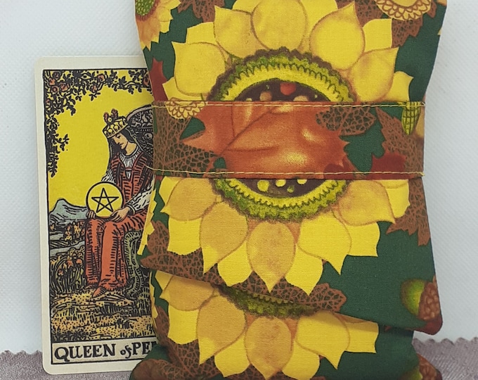 Sunflower-Deluxe Pocket Style Tarot Cards cards pouch Bag, lined pouch, handmade- New Design
