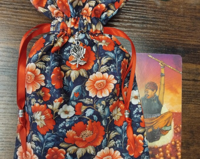 Deluxe Tarot cards pouch Bag, lined pouch, handmade -Charm- Beads- New Design