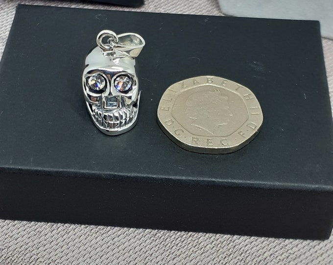 Clear CZ Skull Pendant- Sterling Silver 925 - New "Goddess Collection"- Lovely Gift- Yourself- Friends- Family-Loved One