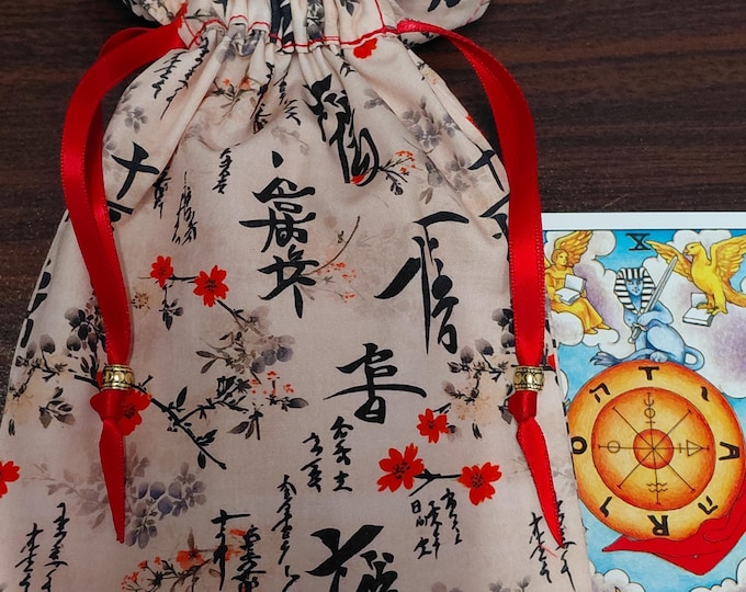 Deluxe Tarot cards pouch Bag, lined pouch, handmade - Tibetan Silver Beads- New Design