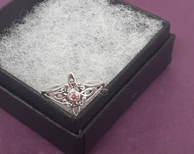 Toe Ring Sterling Silver 925 - Witches Knot -PINK CZ- New "Goddess Collection"- Gift Box