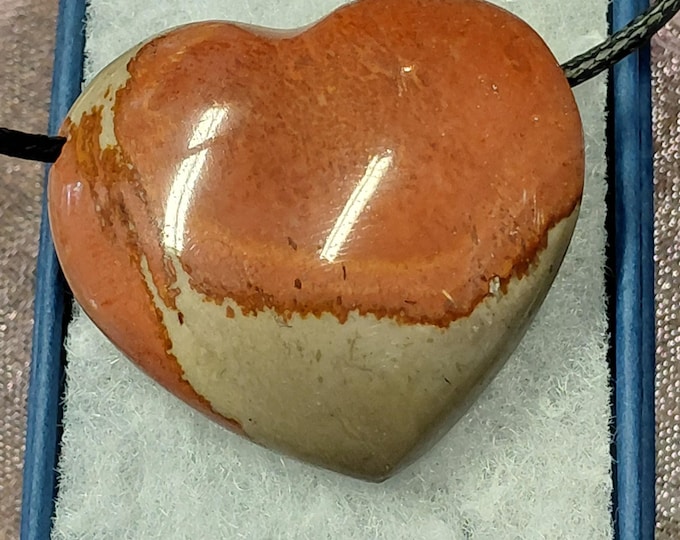 Polychrome jasper heart, 3.0 - 4.0 cm-Pendant-Black Cord