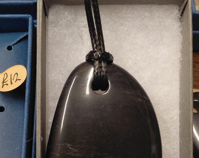Black Agate- Smoothie - Pendant- Black Cord - Gift-Yourself- Friends-Family-Loved One-Gift Box