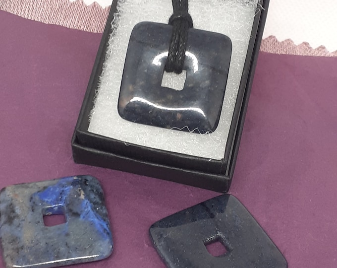 Dumortierite- "A" Grade- Donut -30 mm- Black Cord - Gift-Yourself- Friends-Family-Loved One-Gift Box