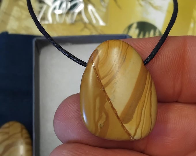Walnut Jasper - Pendant- Black Cord - Gift-Yourself- Friends-Family-Loved One-Gift Box