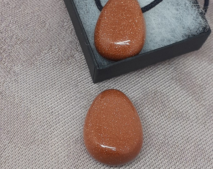 Goldstone - Pendant- Black Cord - Gift-Yourself- Friends-Family-Loved One-Gift Box