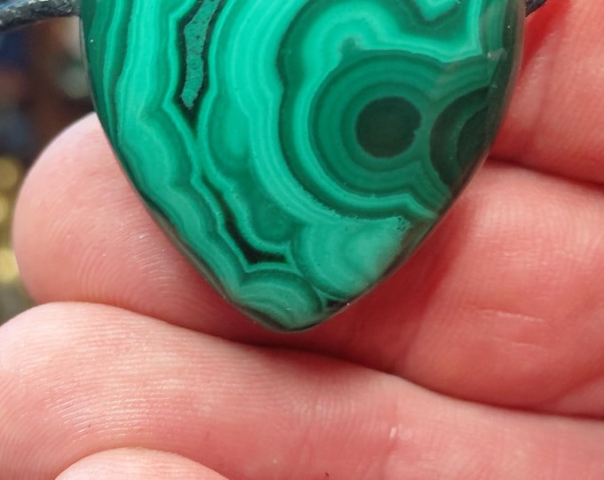 Malachite -Heart-30 mm-Pendant- Black Cord- Gift Box- Gift-Yourself- Friends-Family-Loved One-Gift Box