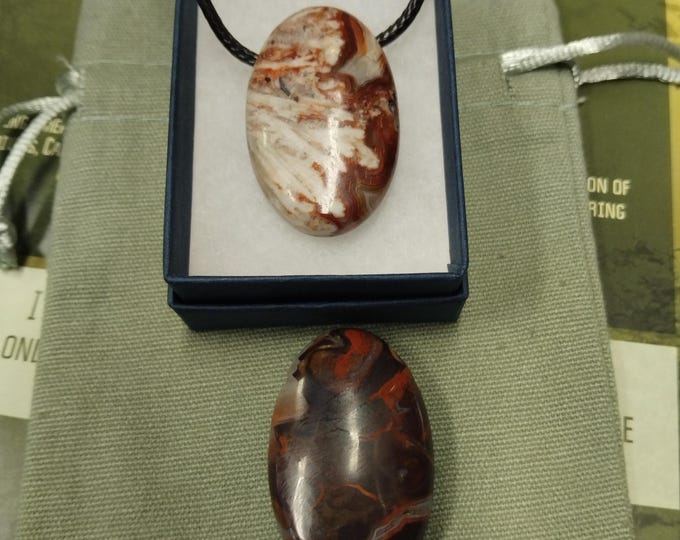 Lace Agate-Tumbled-Pendant- Black Cord - Gift-Yourself- Friends-Family-Loved One-Gift Box
