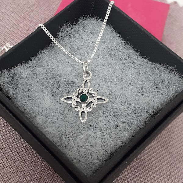 Witches Knot -Charm-SMALL Pendant Sterling Silver 925 -Malachite  "Goddess Collection"- Lovely Gift