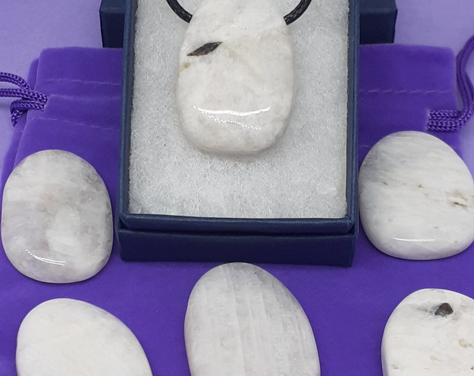 Moonstone - Pendant- Black Cord - Gift-Yourself- Friends-Family-Loved One-Gift Box