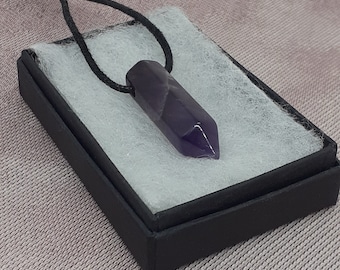 Amethyst Point Drop Pendant- Black Cord-powerful and protective stone- Perfect gift for yourself- a friend or a Loved one