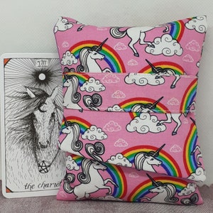 Mini pochette de luxe pour cartes de tarot de style poche, pochette doublée de licornes, fait main - nouveau design