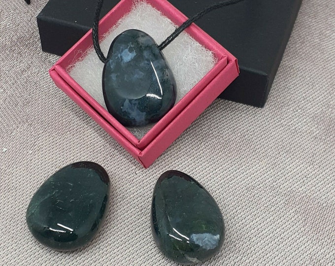 Moss Agate - Black Cord- Gift Box- Gift-Yourself- Friends-Family-Loved One-Gift Box