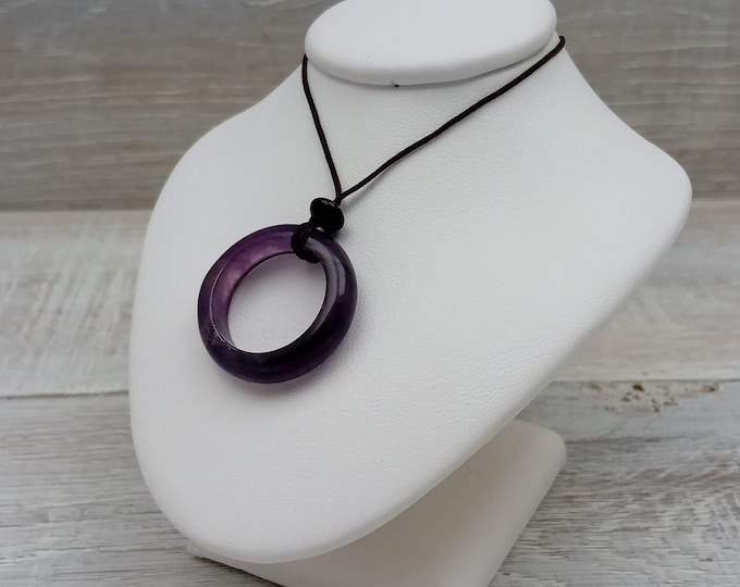Amethyst Ring Pendant- Cord - Gift-Yourself- Friends-Family-Loved One-Gift Box