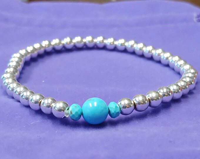 Hematite-Turquoise-Silver Plated-Bracelet-Gift-Yourself-Friends-Family-Loved One