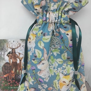 Deluxe Tarot Karten Tasche, gefütterte Tasche, handgefertigt - Charm-Tibetanische Silberperlen-Neues Design