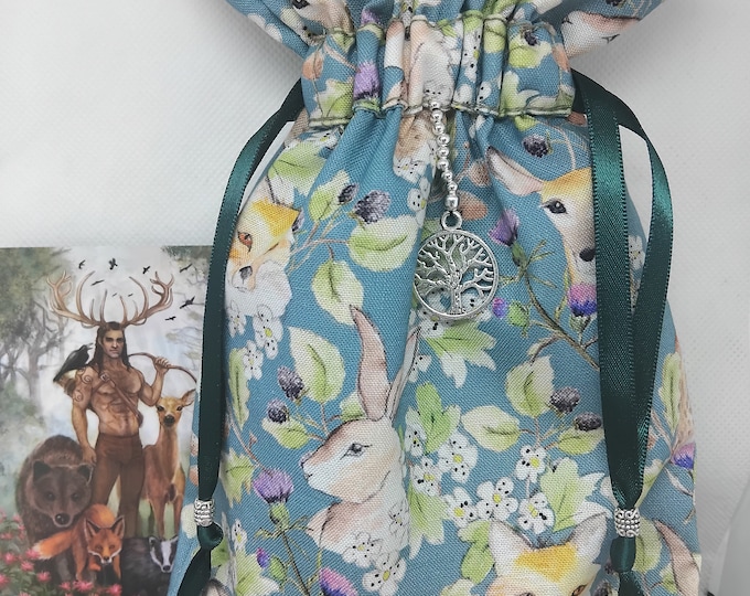 Deluxe Tarot cards pouch Bag, lined pouch, handmade - Charm-Tibetan Silver Beads- New Design
