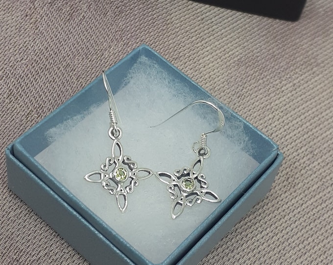 Witches Knot -Earrings Sterling Silver 925 -Peridot Faceted "Goddess Collection"- Lovely Gift- Yourself- Friends- Family-Loved One
