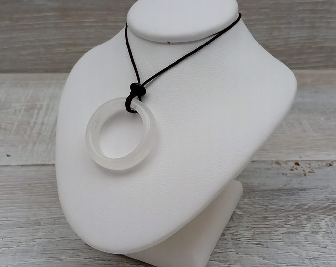 Clear Quartz Ring Pendant- Cord - Gift-Yourself- Friends-Family-Loved One-Gift Box