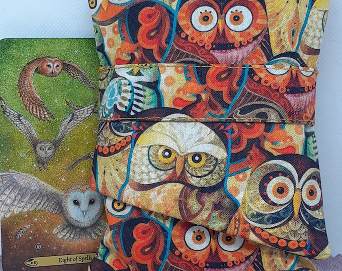 Deluxe Pocket Style Tarot Cards cards pouch Bag, lined pouch, handmade- New Design- OWL