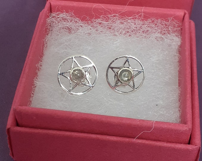 Labradorite Earrings Sterling Silver 925 Stud Earrings The "Goddess Collection" Pentagram 10 mm-Psychic abilities