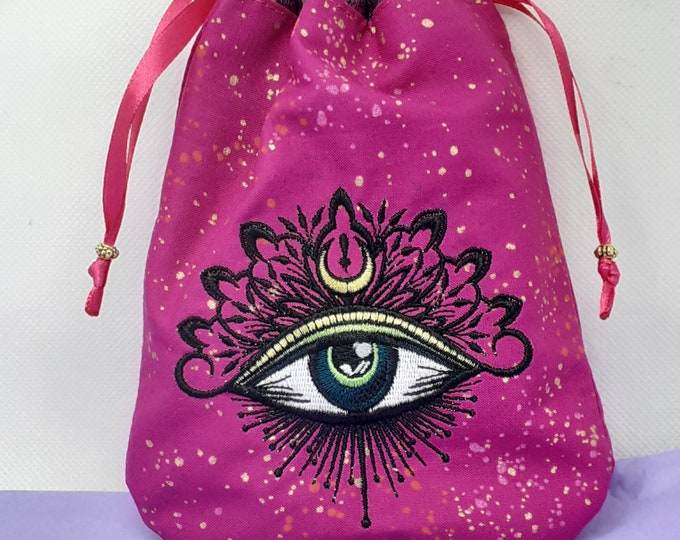 Mala- Mini Tarot - pouch Bag- lined pouch, Embroidery- handmade- New Design