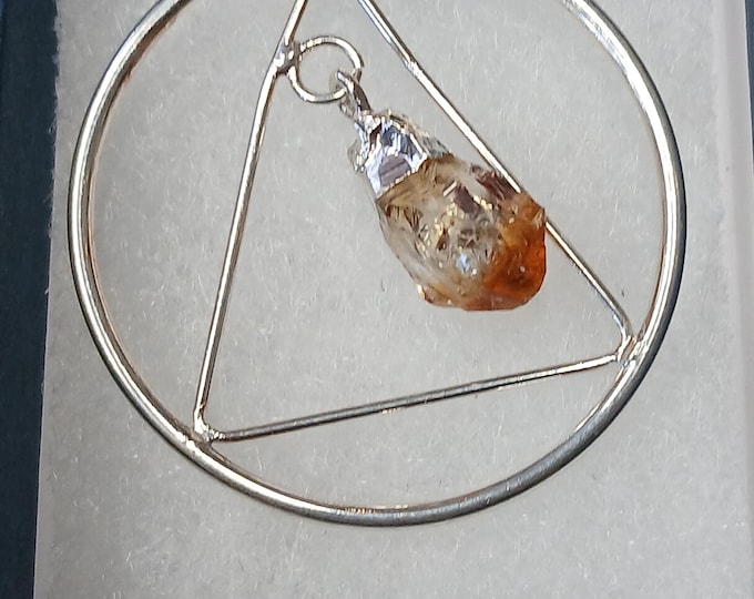 Citrine-Silver Plated -Pendant- Black Cord - Gift-Yourself- Friends-Family-Loved One-Gift Box